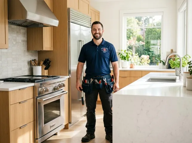 Appliance Repair Hero technician in a Austin, AR kitchen after an appliance repair